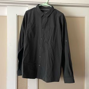 Activewear long sleeve button down. Breathable, functional